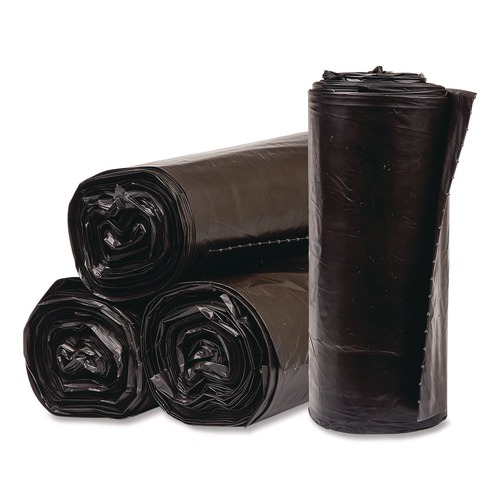 Trash Bags | Pitt Plastics EC385812K Eco Strong Can Liners 60 gal 1.35 mil 38-in x 58-in Black Perforated Roll 100/Carton image number 0