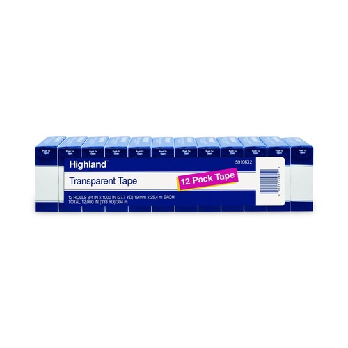 Office Jansan | Highland 5910K12 0.75 in. x 83.33 ft. 1 in. Core Transparent Tape - Clear (12/Pack) image number 0