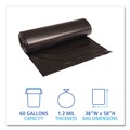 Trash Bags | Boardwalk X7658SKKR01 38 in. x 58 in. 60 gal. 1.2 mil Recycled Low-Density Polyethylene Can Liners - Black (100/Carton) image number 3