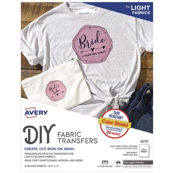 Avery 8.5 in. x 11 in. Fabric Transfers - White (12/Pack)