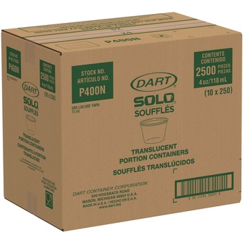 Dart P400N 4 oz. Polystyrene Portion Cups - Translucent (2500/Carton)