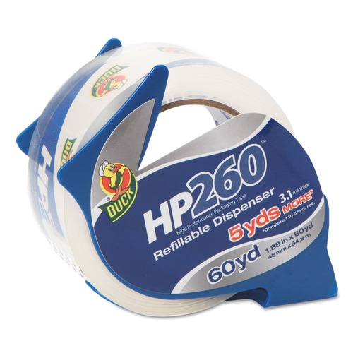 Packing Tapes | Duck 393186 HP260 1.88 in. x 60 yards 3 in. Core Packaging Tape with Dispenser - Clear (1-Roll) image number 0
