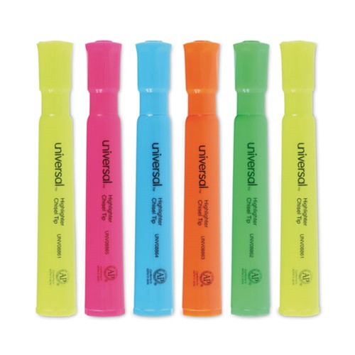  | Universal UNV08867 Chisel Tip Desk Highlighters - Assorted Color (12/Set) image number 0