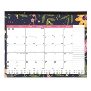 Blueline 22 in. x 17 in. 18-Month (Jul 2025-Dec 2026) Academic Desk Pad Calendar - White/Multicolor Sheets/Black Headband