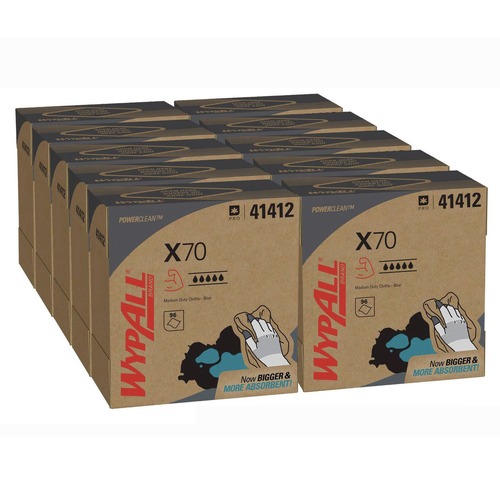 Cleaning & Janitorial Supplies | WypAll 41412 X70 9-1/10 in. x 16-4/5 in. Cloths - Blue (100/Box 10 Boxes/Carton) image number 0