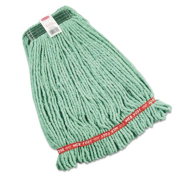 Rubbermaid Commercial Web Foot Shrinkless Cotton/Synthetic Medium Wet Mop Heads - Green (6/Carton)