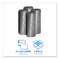Trash Bags | Boardwalk H6639SGKR01 33 Gallon 1.1 mil 33 in. x 39 in. Perforated Roll Low-Density Can Liners - Gray (25 Bags/Roll, 4 Rolls/Carton) image number 3