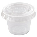 Cups and Lids | Dart PL100N PET Portion/Souffle Cup Lids Fits 0.5 - 1 oz. Cups - Clear (2500/Carton) image number 3