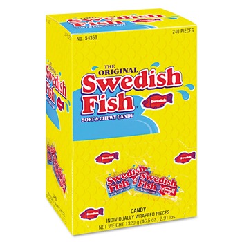 SNACKS | Swedish Fish 00 70462 43146 00 Grab-And-Go Candy Snacks In Reception Box, 240-Pieces/box