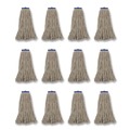 Mops | Boardwalk BWKCM22024 24 oz. Lie-Flat Head Cotton Fiber Mop Heads - White (12/Carton) image number 0