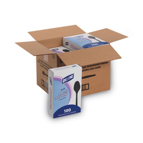 Cutlery | Dixie TM507 1000-Piece/Carton Heavy Mediumweight Plastic Teaspoons - Black image number 0