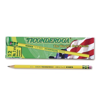 Ticonderoga F (No. 2.5) Pencils - Black Lead/Yellow Barrel (1-Dozen)