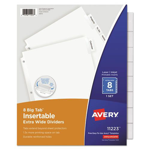 Office Jansan | Avery 11223 11.13 x 9.25 Insertable Big Tab Dividers - White/Clear Tabs (8-Pieces/Set) image number 0
