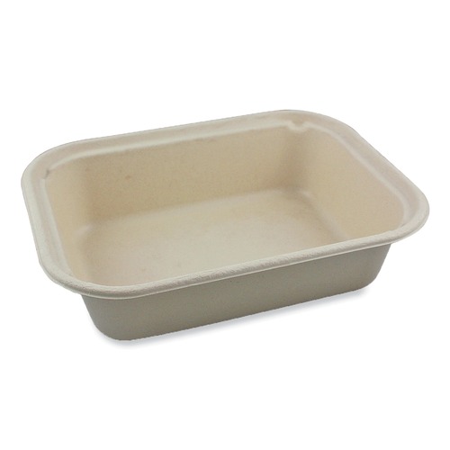 Food Service | World Centric TR-SC-60-LFP 60 oz 7.5 in. x 9.8 in. x 2.7 in. Paper Fiber Containers - Natural (400/Carton) image number 0