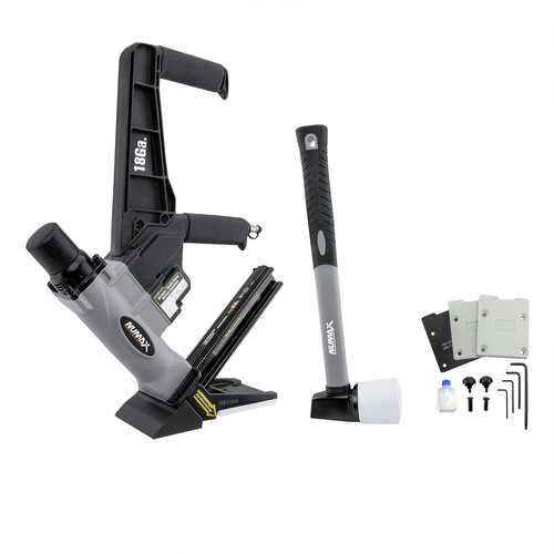 Air Flooring Nailers | NuMax S18GLCNDH Pneumatic 18 Gauge 1-3/4 in. L-Cleat Dual Handle Flooring Nailer image number 0