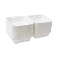 New Year New Savings! Save $25 off $150 | Eco-Products EP-HC6 6 in. x 6 in. x 3 in. Bagasse Hinged Sugarcane Clamshell Containers - White (500/Carton) image number 0