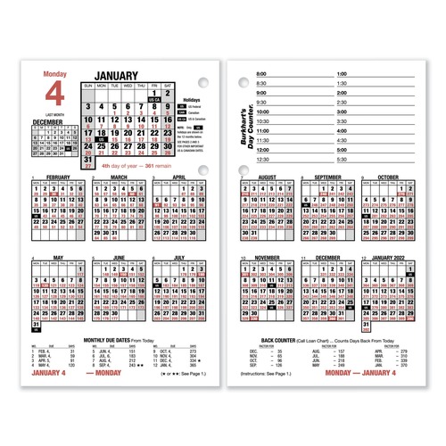Office Jansan | AT-A-GLANCE E712-50 12-Month (Jan to Dec): 2026 4.5 in. x 7.38 in. Burkhart's Day Counter Desk Calendar Refill - White Sheets image number 0