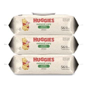Huggies Natural Care 6.6 in. x 6.86 in. Sensitive Baby Wipes - Unscented/White (3/Carton)