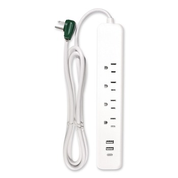 GoGreen Power GG-1462USBC 4 ft. Length Cord 450 Joules Four-Outlet Surge Protector with Three USB Ports - White