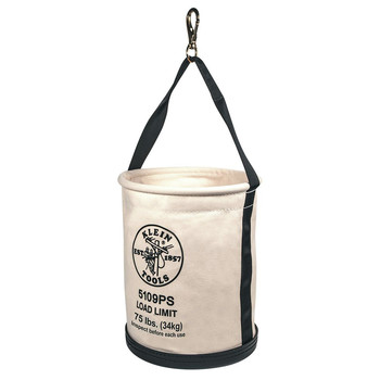 Klein Tools 5109PS 12 in. Canvas Straight-Wall Bucket with Pocket and Swivel Snap