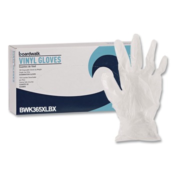 Boardwalk BWK365XLBX 2.6 mil Thick 9.5 in. Long Power-Free General Purpose Vinyl Gloves - Extra Large, Clear (100/Box)
