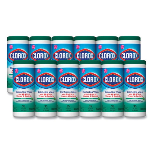 Disinfectants | Clorox 01593 1-Ply Disinfecting Wipes - Fresh Scent, White (35/Canister, 12 Canisters/Carton) image number 0