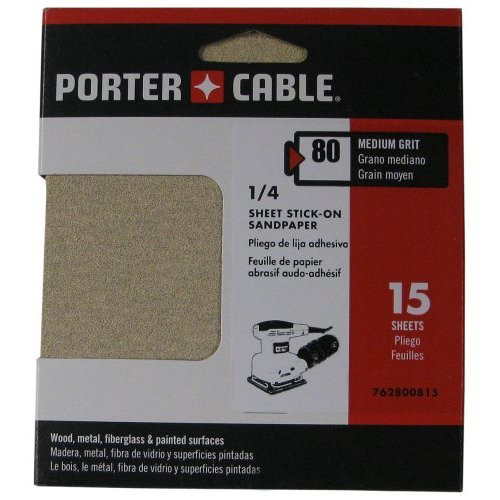 Sanding Sheets | Porter-Cable 762800815 1/4 in. Sheet 80-Grit Adhesive-Backed Sanding Sheets (15-Pack) image number 0