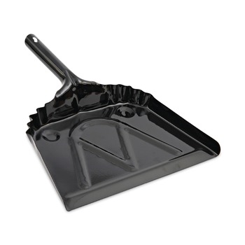 Boardwalk 12 in. x 14 in. 20-Gauge Steel Dust Pan with 5 in. Handle - Black (12/Carton)