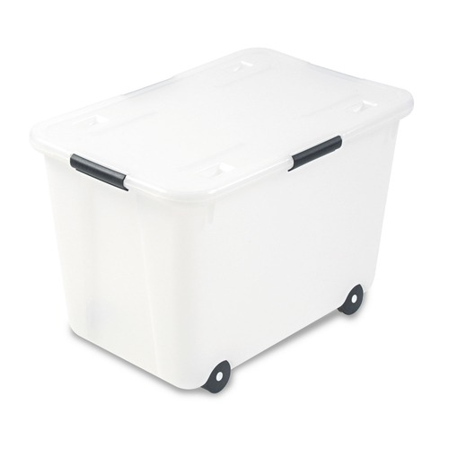 Office Jansan | Advantus 34009 15 Gallon 23.75 in. x 15.75 in. x 15.75 in. Letter/Legal Files Rolling Storage Box - Clear image number 0