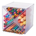 Office Jansan | Deflecto 350201 6 in. x 7.2 in. x 6 in. 4 Compartments X Divider Stackable Plastic Cube Organizer - Clear image number 6
