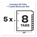 Office Jansan | Avery 11419 8-Tab Color Tabs 11 in. x 8.5 in. Traditional Color Tabs Print and Apply Index Maker Clear Label Dividers (5/Pack) image number 4