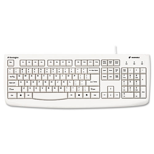 Office Electronics & Batteries | Kensington K64406US Pro Fit USB Washable Keyboard, 104 Keys - White image number 0
