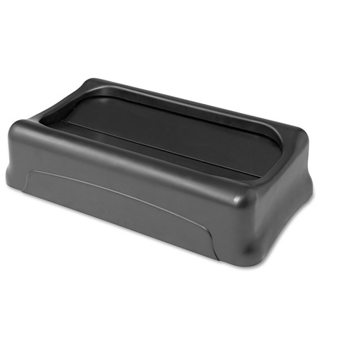 Trash & Waste Bins | Rubbermaid Commercial FG267360BLA Slim Jim 11.38 in. x 20.5 in. x 5 in. Swing Lid - Black image number 0