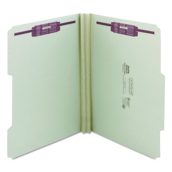 Smead 2 in. Expansion 2/5-Cut Two SafeSHIELD Coated Fasteners Letter Size Recycled Pressboard Folders - Gray-Green (25/Box)
