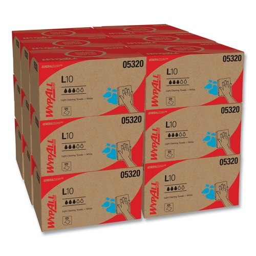 Cleaning & Janitorial Supplies | WypAll 05320 1-Ply 9 in. x 10.5 in. L10 Towels with POP-UP Box - White (125/Box, 18 Boxes/Carton) image number 0