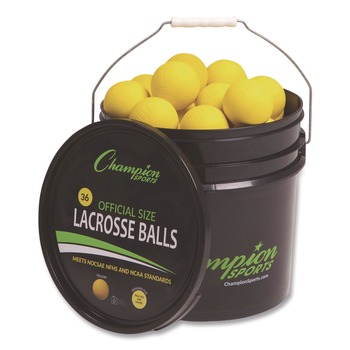Champion Sports (36 Balls/Bucket) Official Size Bucket of Lacrosse Balls - Yellow