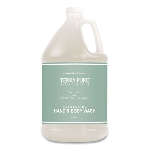 Cleaning & Janitorial Supplies | Diversified Hospitality Solutions 002294EA Terra Pure 1-Gallon Bottle Body Wash - Green Tea and Lemongrass Scent image number 0