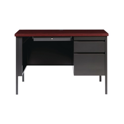 Office Desks & Workstations | Alera 25964 45 in. x 24 in. x 29.5 in. Single Pedestal Steel Desk - Mahogany/Charcoal/Charcoal Legs image number 0