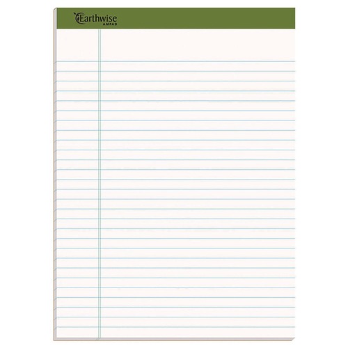Office Jansan | Ampad 20-172R Earthwise by Ampad 8.5 in. x 11.75 in. Recycled Writing Pad - Narrow, Green/White (1-Dozen) image number 0