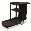 Office Furniture Accessories | Nexstep Commercial Products 96980 Premier Janitor Cart, 2 Shelves, Plastic, 18.25 x 44.5 x 38, Black image number 1