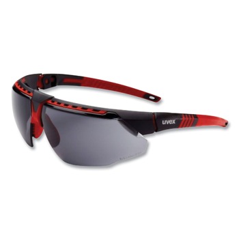 Honeywell Uvex Polycarbonate Avatar Safety Glasses - Black/Red Frame Gray Lens