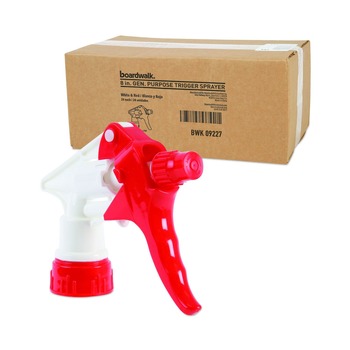 Boardwalk 24-Piece/Carton 8 in. Tube Trigger Sprayer for 16-24 oz. Bottles - Red/White