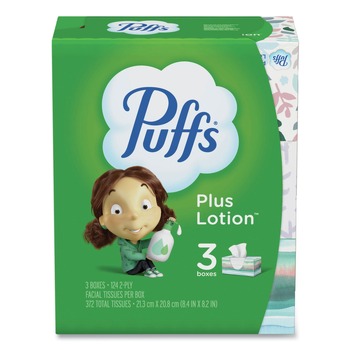 Puffs 2-Ply Plus Lotion Facial Tissue - White (8 Packs/Carton)