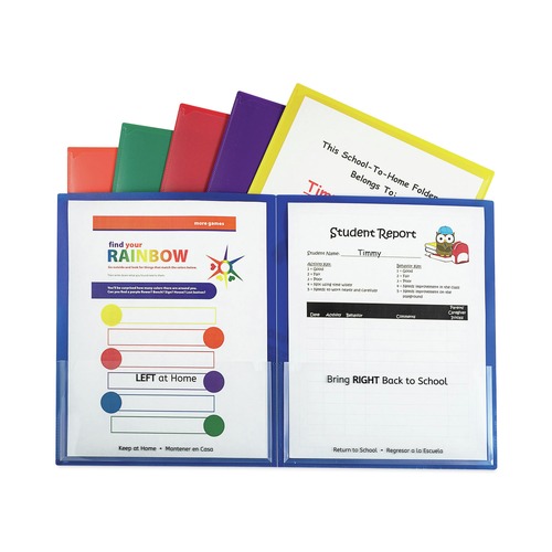  | C-Line 32010 11 in. x 8.5 in. Classroom Connector Folders - Clear/Assorted (6/Pack) image number 0