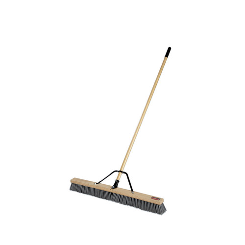 Brooms | Rubbermaid Commercial 2040044 36 in. Push Broom with PP Bristles for Rough Floor Surfaces and 62 in. Natural Wood Handle image number 0