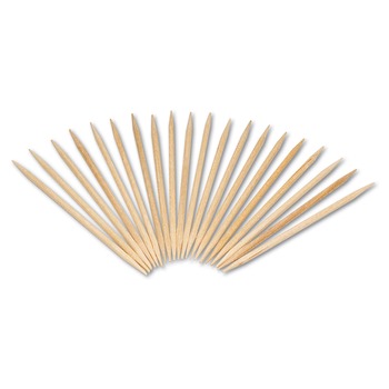 AmerCareRoyal R820 2.5 in. Round Wood Toothpicks - Natural (96000 Toothpicks/Carton)