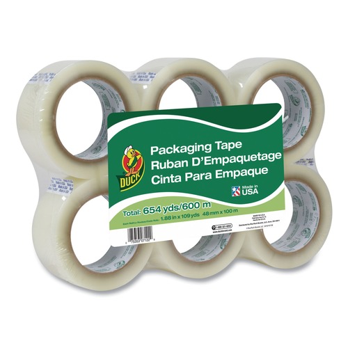 Office Jansan | Duck 240054 1.88 in. x 109 yds 3 in. Core Commercial Grade Packaging Tape - Clear (6/Pack) image number 0