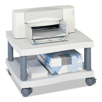 Safco 20 in. x 17.5 in. x 11.5 in. 2 Shelves Wave Design Plastic Under-Desk Printer Stand - White/Charcoal Gray