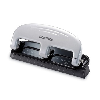 OFFICE STAPLERS AND PUNCHES | PaperPro 2220 Ez Squeeze Three-Hole Punch, 20-Sheet Capacity, Black/silver