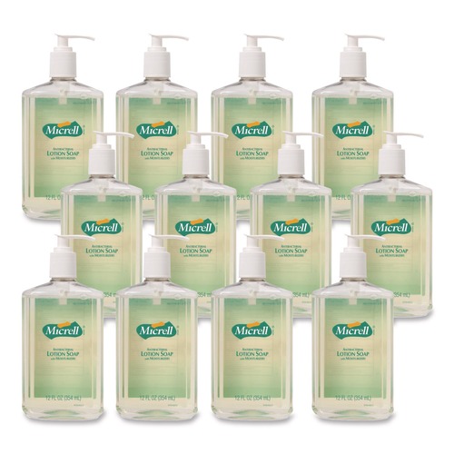 Cleaning & Janitorial Supplies | MICRELL 9759-12 12 oz. Pump Bottle Antibacterial Lotion Soap - Light Scent (12/Carton) image number 0